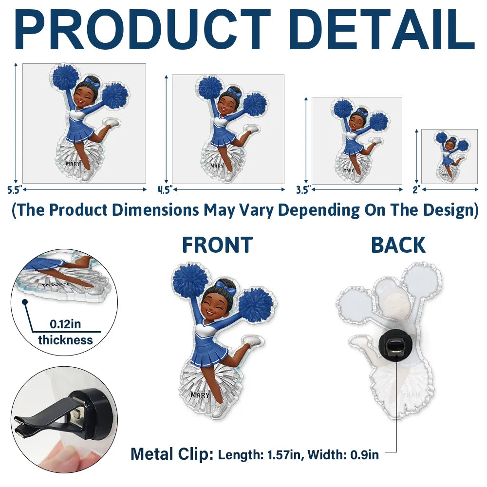 Gift For Yourself,Happy - Cheerleader Happy On The Road - Personalized Acrylic Car Vent Clip