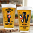 Gift For Boyfriend,Gift For Girlfriend,Gift For Yourself,Gift For Men,Gift For Women,Gift For Son,Gift For Sibling,Gift For Sisters,Gift For Brothers,Gift For Bestie,Graduation,Happy,Icon - Cheers To The New Graduate - Personalized Beer Glass
