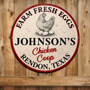 Funny,Farm,Gift For Yourself,Gift For Women,Gift For Men - Chicken Coop Farm Fresh Eggs - Personalized Custom Shaped Metal Sign