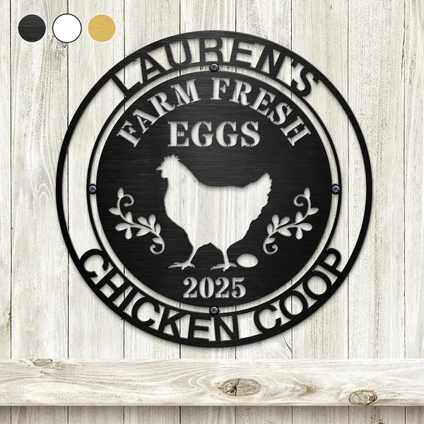 Funny,Farm,Gift For Yourself,Gift For Women,Gift For Men - Chicken Coop Farm House Farm Fresh Eggs - Personalized Cutout Metal Sign