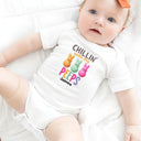 New baby, Gift For Kids, Pregnant Mom, New Dad, New Mom, Parents, Funny - Chilling With My Peeps - Personalized Baby Onesie