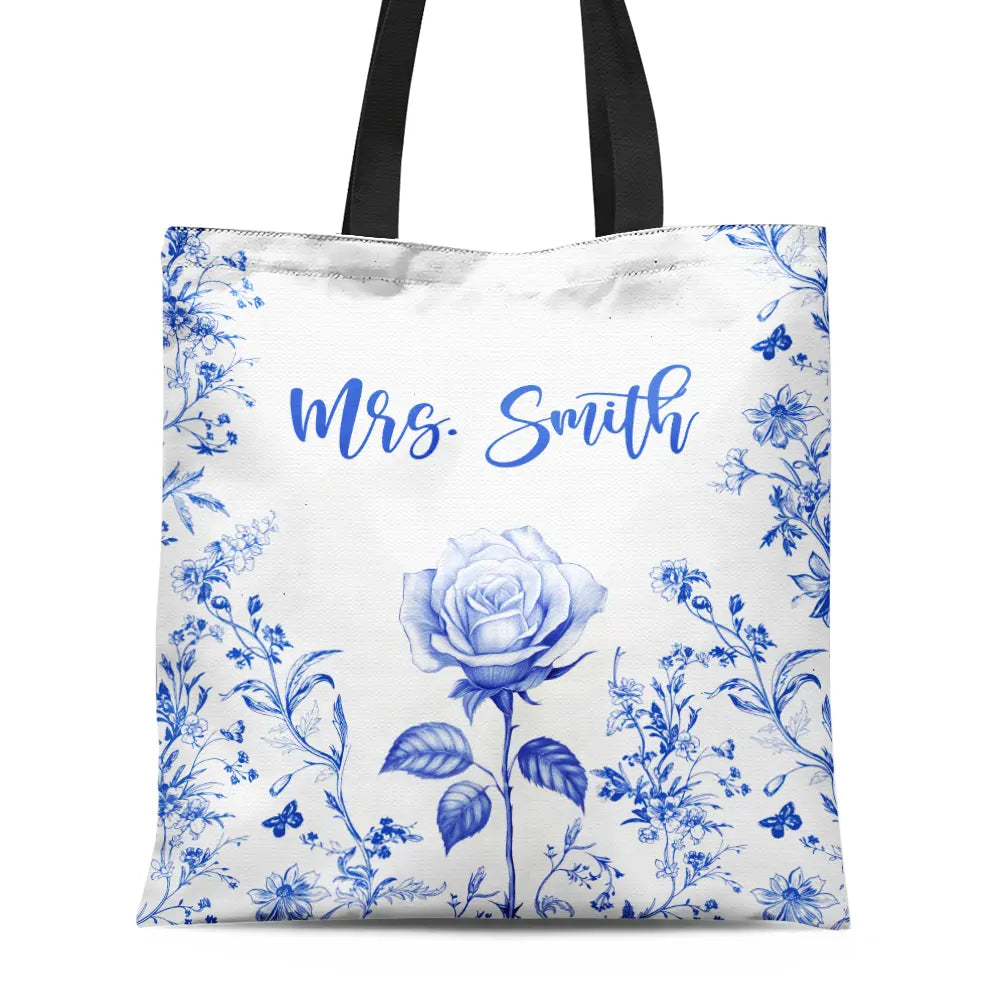 Chinoiserie Toile Art With Birth Month Flower - Personalized Tote Bag