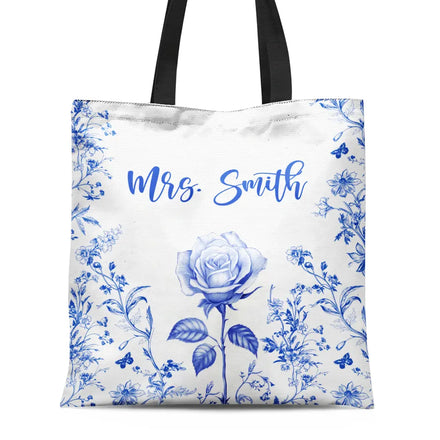 Chinoiserie Toile Art With Birth Month Flower - Personalized Tote Bag