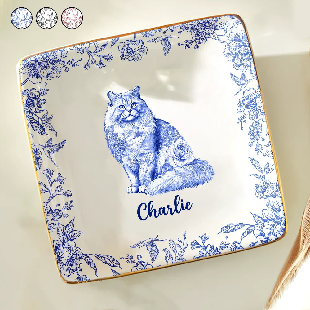 Chinoiserie Toile Cat - Personalized Ring Dish