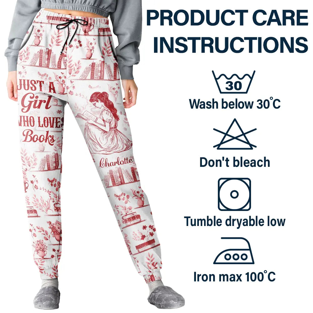 Reading, Gift For Women, Happy - Chinoiserie Toile Just A Girl Who Loves Books - Personalized Pajama Pants