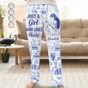 Reading, Gift For Women, Happy - Chinoiserie Toile Just A Girl Who Loves Books - Personalized Pajama Pants