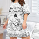 Reading, Gift For Women, Happy - Chinoiserie Toile Just A Girl Who Loves Books - Personalized Women's Sleep Tee