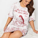 Reading, Gift For Women, Happy - Chinoiserie Toile Just A Girl Who Loves Books - Personalized Women's Sleep Tee