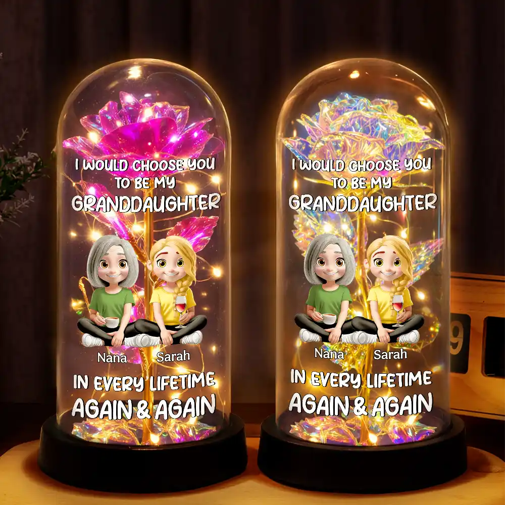 Gift For Mother,Gift For Daughter,Happy - Choose You To Be My Daughter - Personalized Everlasting Rose Dome Lamp