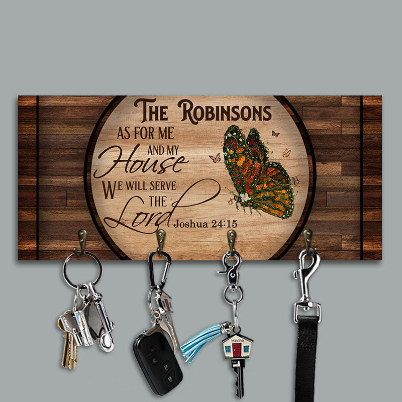 Christian We Will Serve The Lord Personalized Custom Wood Key Holder