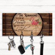 Christian We Will Serve The Lord Personalized Custom Wood Key Holder