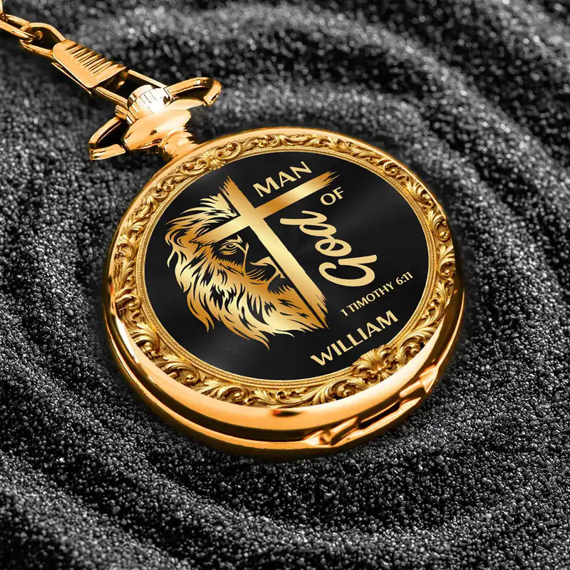 Gift For Men,Christian,Happy,Gift For Father,Gift For Son,Gift For Grandpa,Gift For Brothers,Cousin - Christian Man Of God - Personalized Pocket Watch