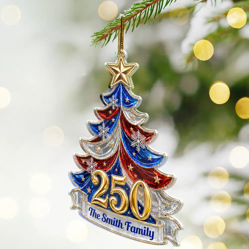 Independence Day,America 250th,Christmas,Proud,Family,Custom Text - Christmas Faith Family Freedom Always - Personalized Custom Shaped Acrylic Ornament