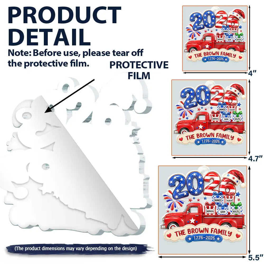 Independence Day,America 250th,Christmas,Family,Custom Text,Happy - Christmas Loaded With Love And American Pride - Personalized Custom Shaped Acrylic Ornament