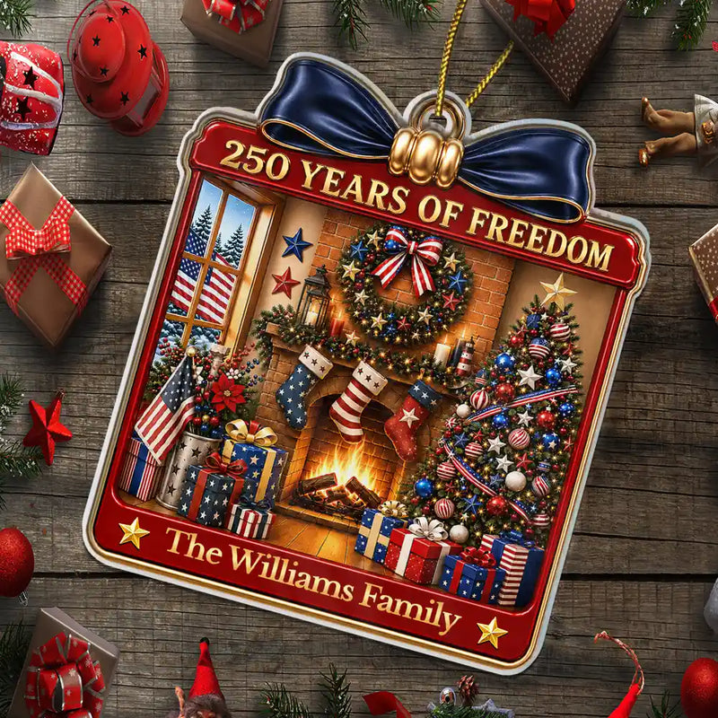 Independence Day,America 250th,Christmas,Proud,Family,Custom Text - Christmas Patriotic Love For America - Personalized Custom Shaped Acrylic Ornament