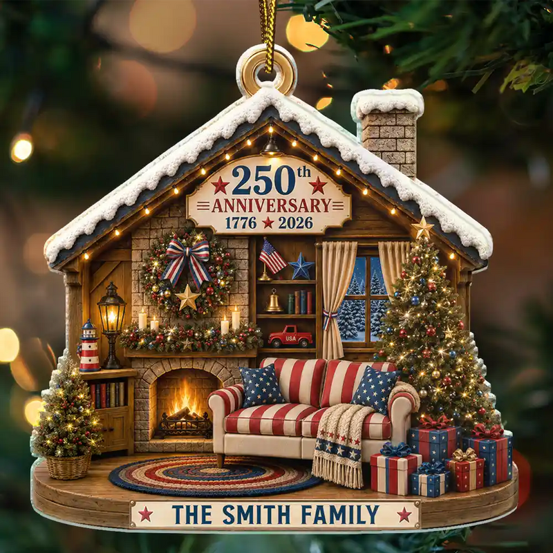 Independence Day, America 250th, Christmas, Proud, Family, Custom Text - Christmas United We Stand Together - Personalized Custom Shaped Acrylic Ornament