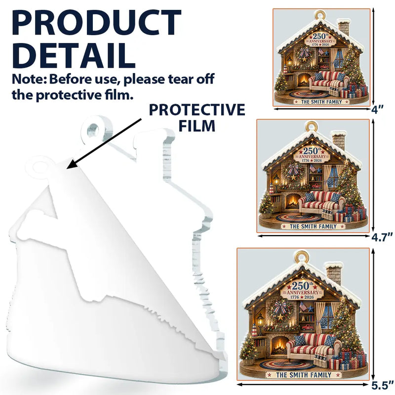 Independence Day, America 250th, Christmas, Proud, Family, Custom Text - Christmas United We Stand Together - Personalized Custom Shaped Acrylic Ornament