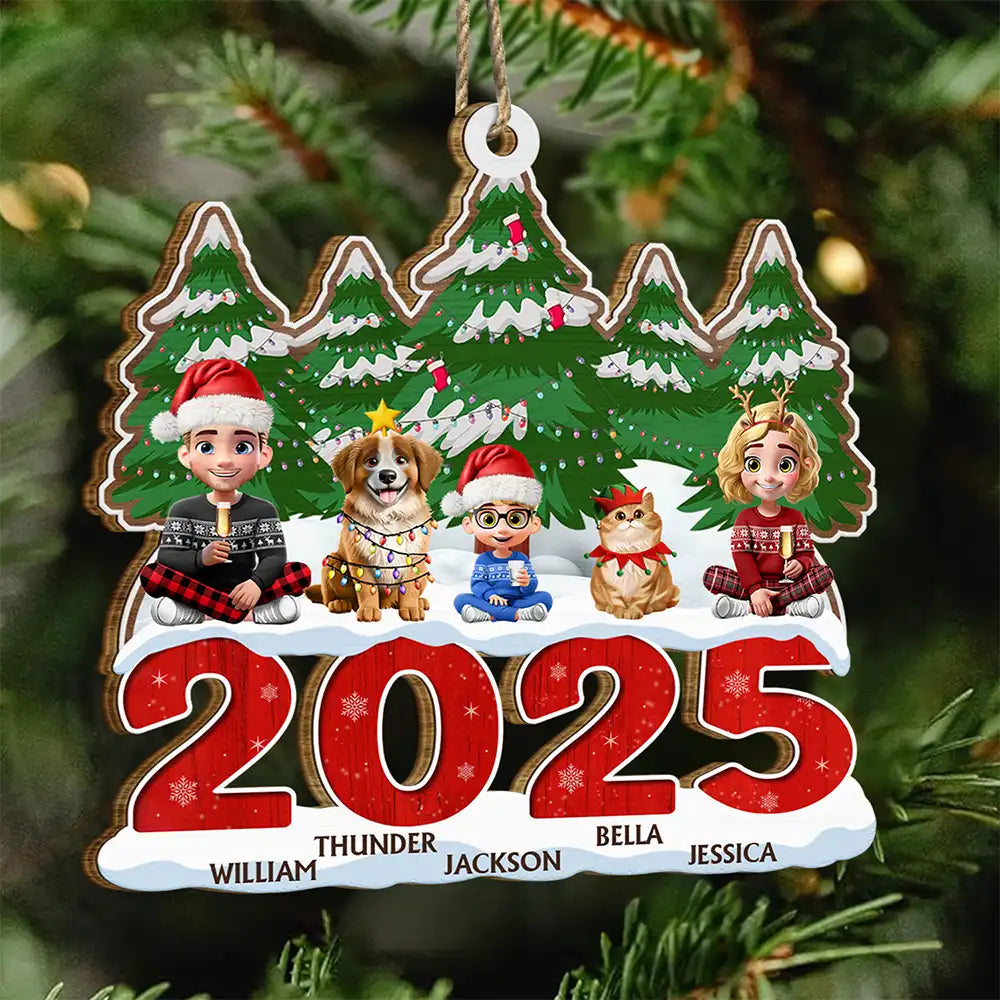 Christmas 3D Family A Whole Lot Of Love - Personalized Custom Shaped Wooden Ornament