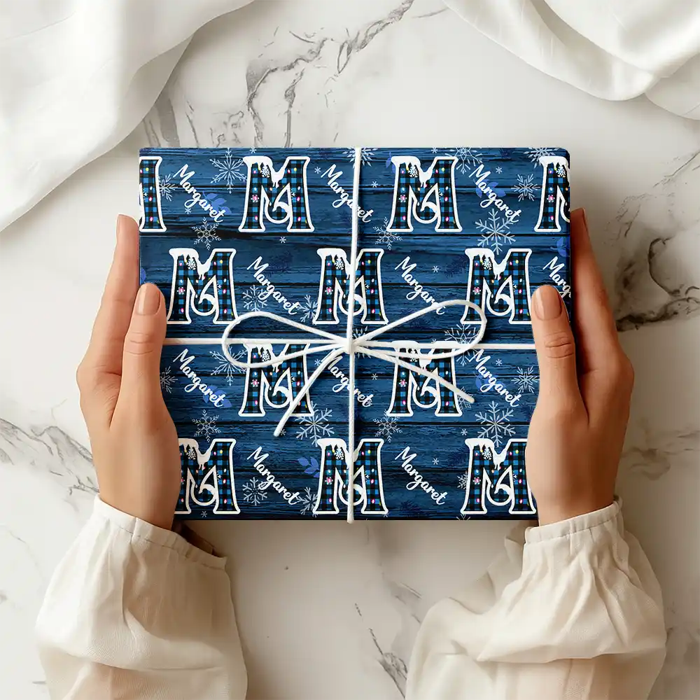 Family,Gift For Bestie,Happy - Christmas Alphabet For Family Friend - Personalized Wrapping Paper
