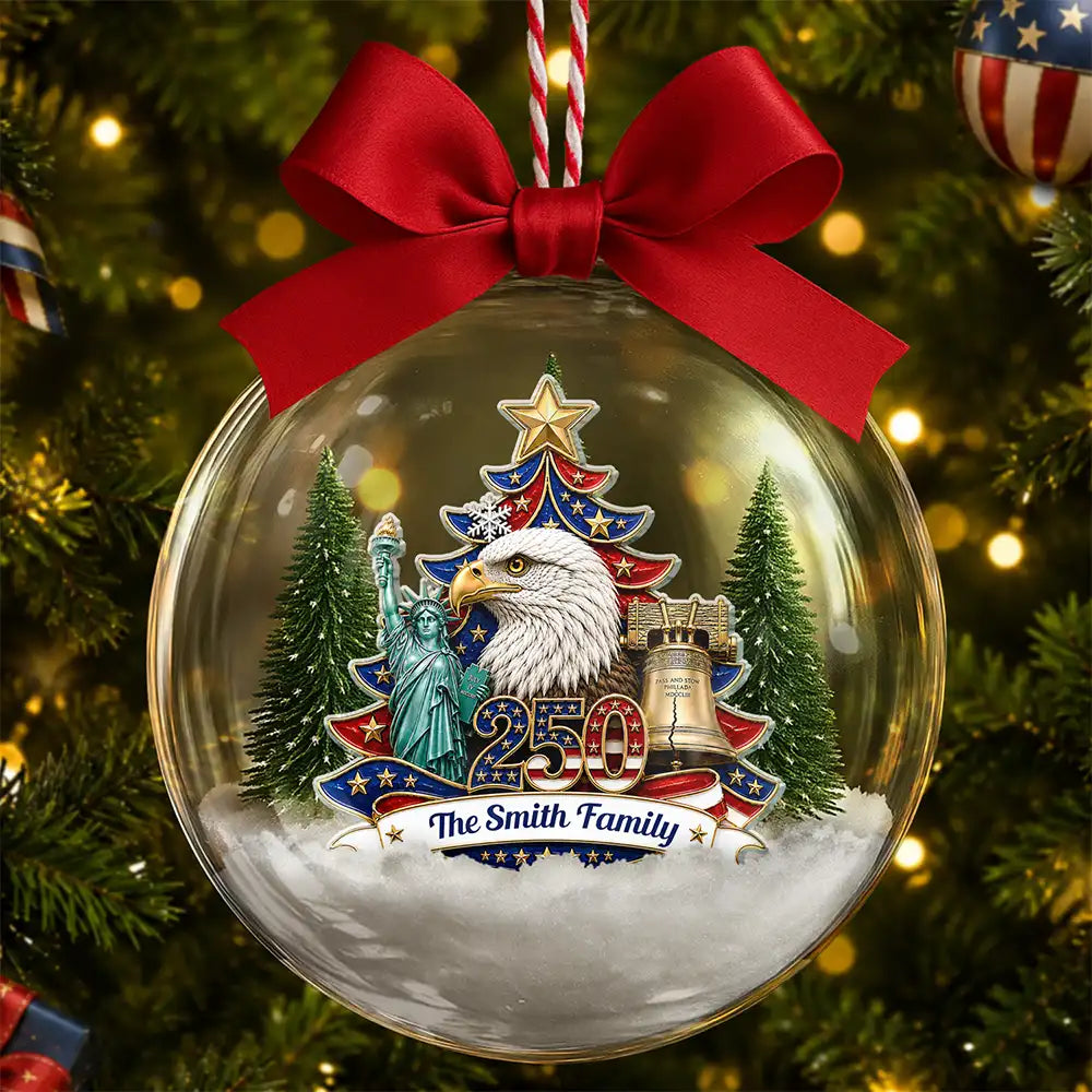 Christmas America Family 250th Anniversary - Personalized 3D Acrylic Ball Ornament