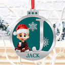 Gift For Kids,Happy,Christmas - Christmas Ball Monogram Kid 3D Effect - Personalized Metal Ornament