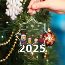 Christmas Cartoon Style Family Siblings - Personalized Custom Shaped Acrylic Ornament