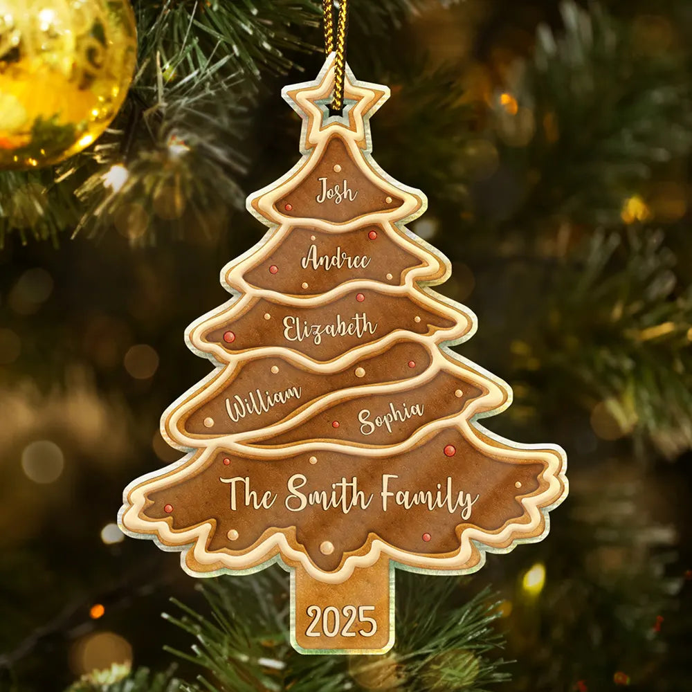Christmas Cookie Tree Family Bestie Custom Names - Personalized Custom Shaped Acrylic Ornament