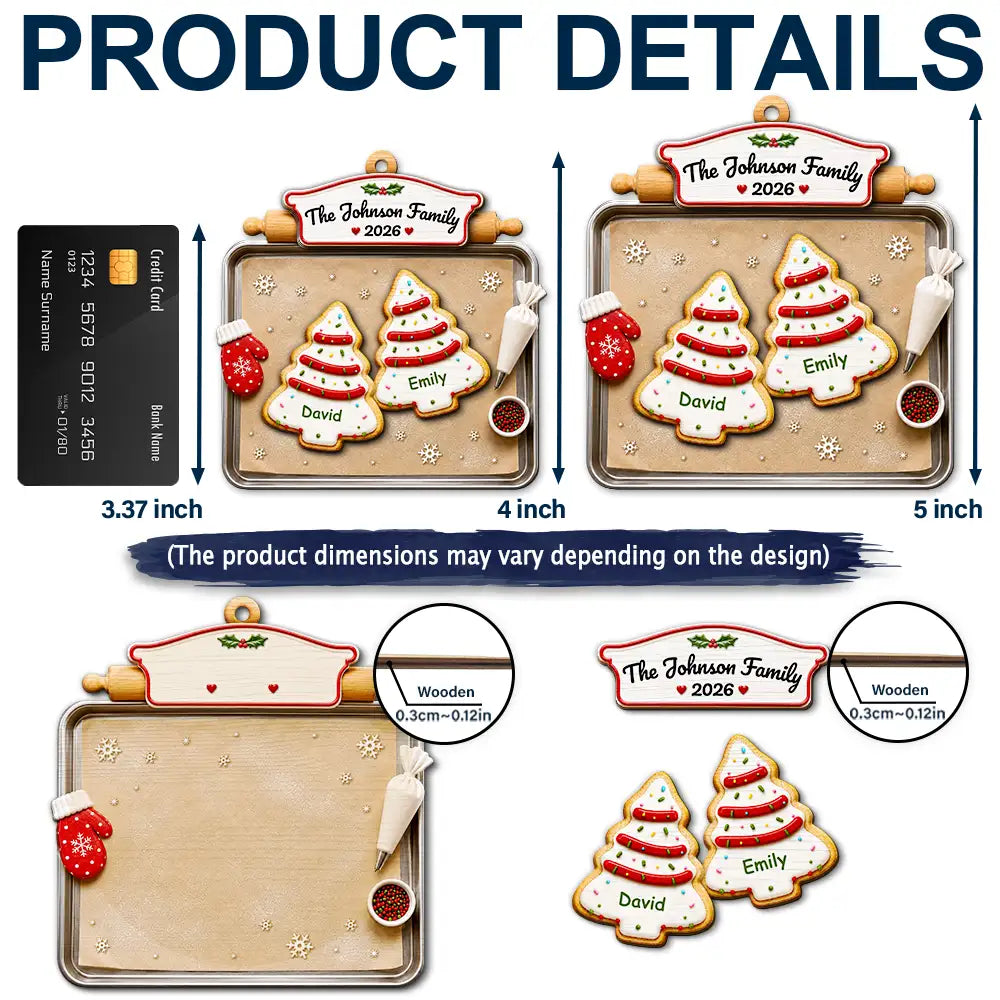 Top Market,Sentimental,Christmas,Family,Icon - Christmas Cookies Family - Personalized 2-Layered Wooden Ornament