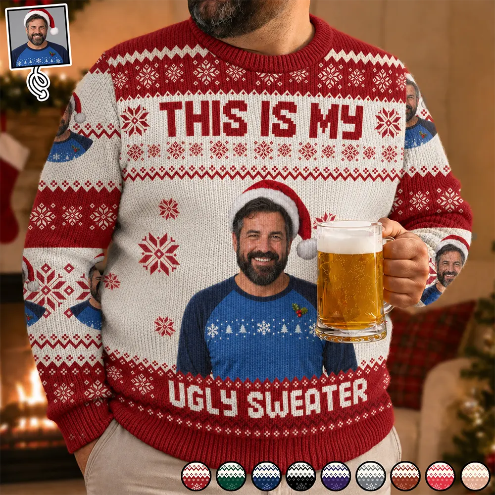 Christmas Custom Photo This Is My Ugly Sweater - Personalized Unisex Ugly Sweater