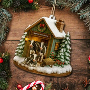 Christmas,Farm,Gift For Yourself,Happy - Christmas Dairy Farm - Personalized Custom Shaped Wooden Ornament