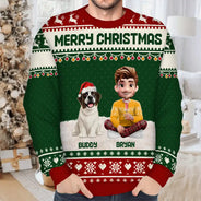 Family,Gift For Couples,Parents,Pet Lovers,Happy,Christmas - Christmas Family 3D Effect Couple Parent - Personalized Unisex Ugly Sweater