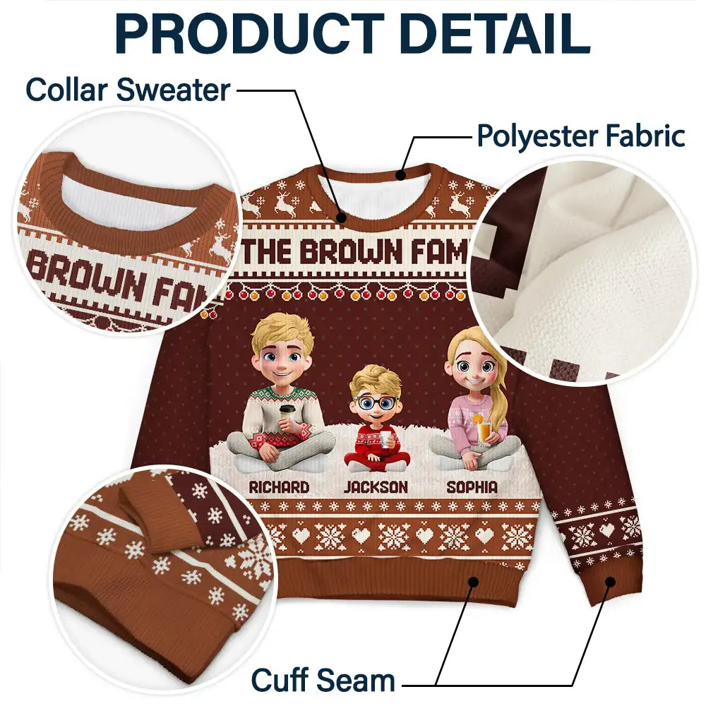 Family,Gift For Couples,Parents,Pet Lovers,Happy,Christmas - Christmas Family 3D Effect Couple Parent - Personalized Unisex Ugly Sweater