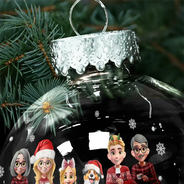 Family,Pet Lovers,Pet Mom,Pet Dad,Pet Couple,Dog Lovers,Dog Couple,Dog Mom,Dog Dad,Cat Lovers,Cat Mom,Cat Dad,Cat Couple,Happy,Christmas - Christmas Family Gingerbread 3D Effect - Personalized Ball Ornament