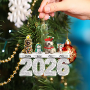 Christmas,Cozy,Family,Vector - Christmas Family Siblings Friends Glitter Effect - Personalized Custom Shaped Acrylic Ornament