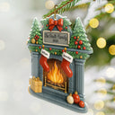 Family,Gift For Women,Gift For Men,Pet Lovers,Happy,Christmas - Christmas Fireplace Family Stockings Ceramic Effect - Personalized Custom Shaped Acrylic Ornament