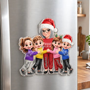 Christmas, Gift For Grandchildren, Gift For Grandkids, Gift For Grandma, Grandma - Grandkids, Sentimental, Vector - Christmas Gift For Grandma Mom - Personalized Grandkids Hugging Acrylic Magnet