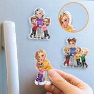 Christmas, Gift For Grandchildren, Gift For Grandkids, Gift For Grandma, Grandma - Grandkids, Sentimental, Vector - Christmas Gift For Grandma Mom - Personalized Grandkids Hugging Acrylic Magnet