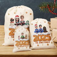Family,Pet Lovers,Pet Mom,Pet Dad,Pet Couple,Dog Lovers,Dog Couple,Dog Mom,Dog Dad,Cat Lovers,Cat Mom,Cat Dad,Cat Couple,Happy,Christmas,Single Mom,Single Dad,LGBT,Gift For Grandpa,Gift For Grandma,Gift For Grandkids - Christmas Gingerbread Family 3D Effect - Personalized Favor Bag