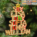 Christmas Pattern Tree With Names - Personalized Custom Shaped Wooden Ornament