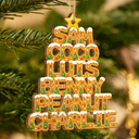 Christmas Pattern Tree With Names - Personalized Custom Shaped Wooden Ornament