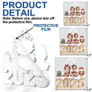 Family, Pet Lovers, Happy, Christmas - Christmas Peppermint Bark 3D Effect Family And Pet - Personalized Custom Shaped Acrylic Ornament