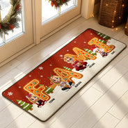 Family, Parents, Gift For Grandparents, Gift For Kids, Happy, Christmas - Christmas Sitting Family Gingerbread Letters - Personalized Runner Rug