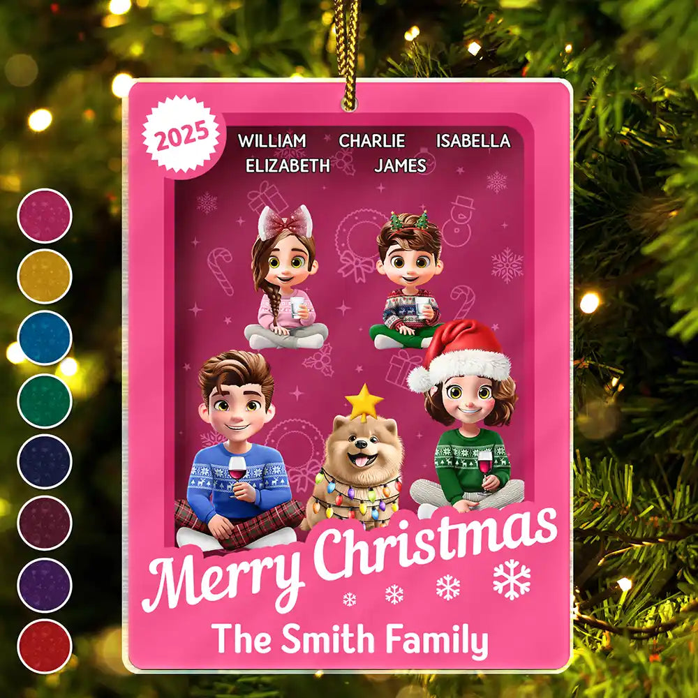 Christmas Sitting Family Toy Box - Personalized Custom Shaped Acrylic Ornament