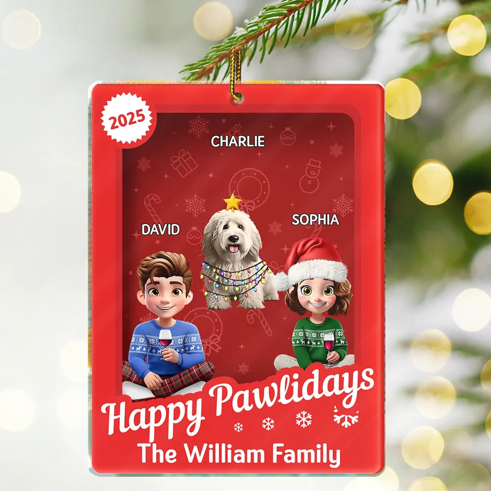 Family,Parents,Gift For Grandparents,Gift For Kids,Happy,Christmas - Christmas Sitting Family Toy Box - Personalized Custom Shaped Acrylic Ornament