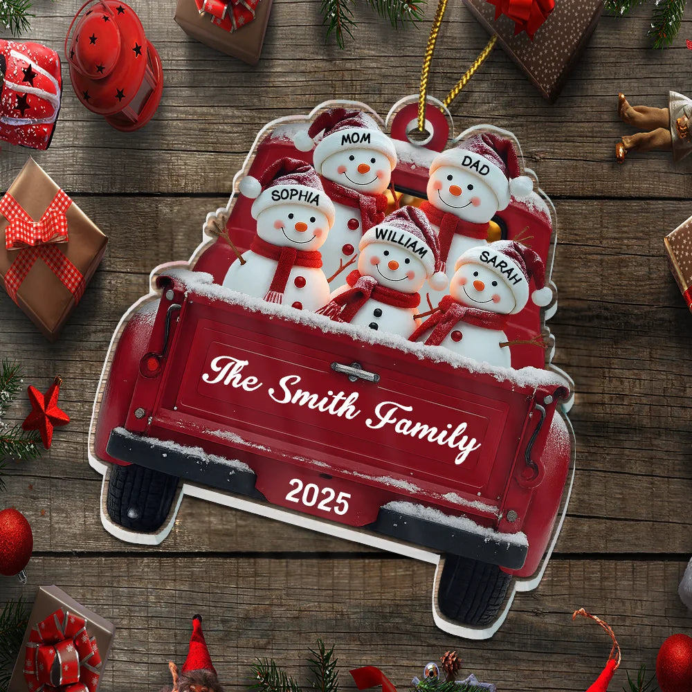 Christmas,Family,Parents,Gift For Kids,Happy - Christmas Snowman Family - Personalized Custom Shaped Acrylic Ornament