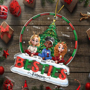 Gift For Bestie,Gift For Sisters,Love,Christmas - Christmas Tree Besties Sisters Forever - Personalized Custom Shaped Acrylic Ornament