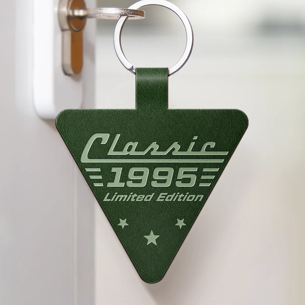 Gift For Father, Proud, Custom Text - Classic Year Limited Edition - Personalized Custom Shaped Leather Keychain