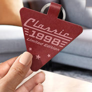 Gift For Father, Proud, Custom Text - Classic Year Limited Edition - Personalized Custom Shaped Leather Keychain