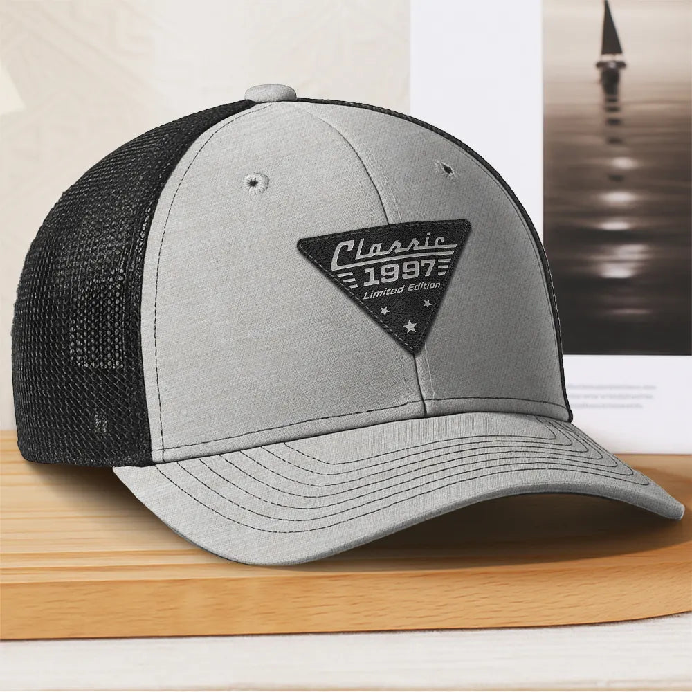 Gift For Father,Proud,Custom Text - Classic Year Limited Edition - Personalized Leather Patch Hat