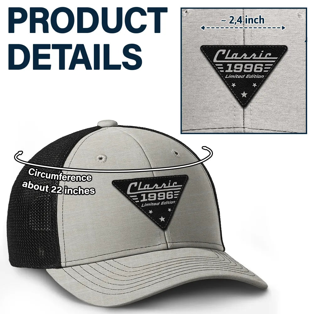 Gift For Father,Proud,Custom Text - Classic Year Limited Edition - Personalized Leather Patch Hat